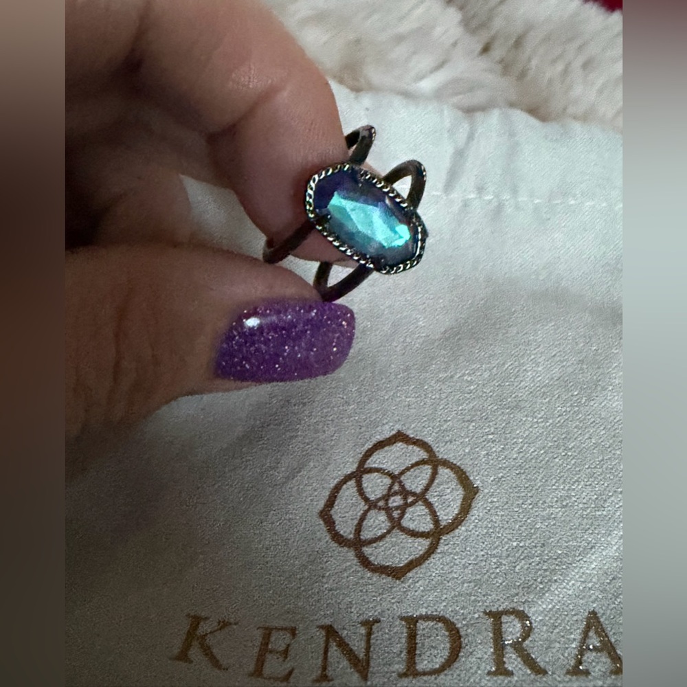 Kendra Scott Blue Stone Gunmetal Ring